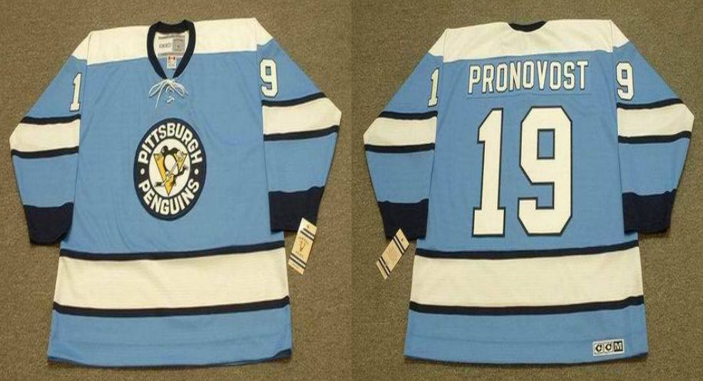 2019 Men Pittsburgh Penguins #19 Pronovost Light Blue CCM NHL jerseys